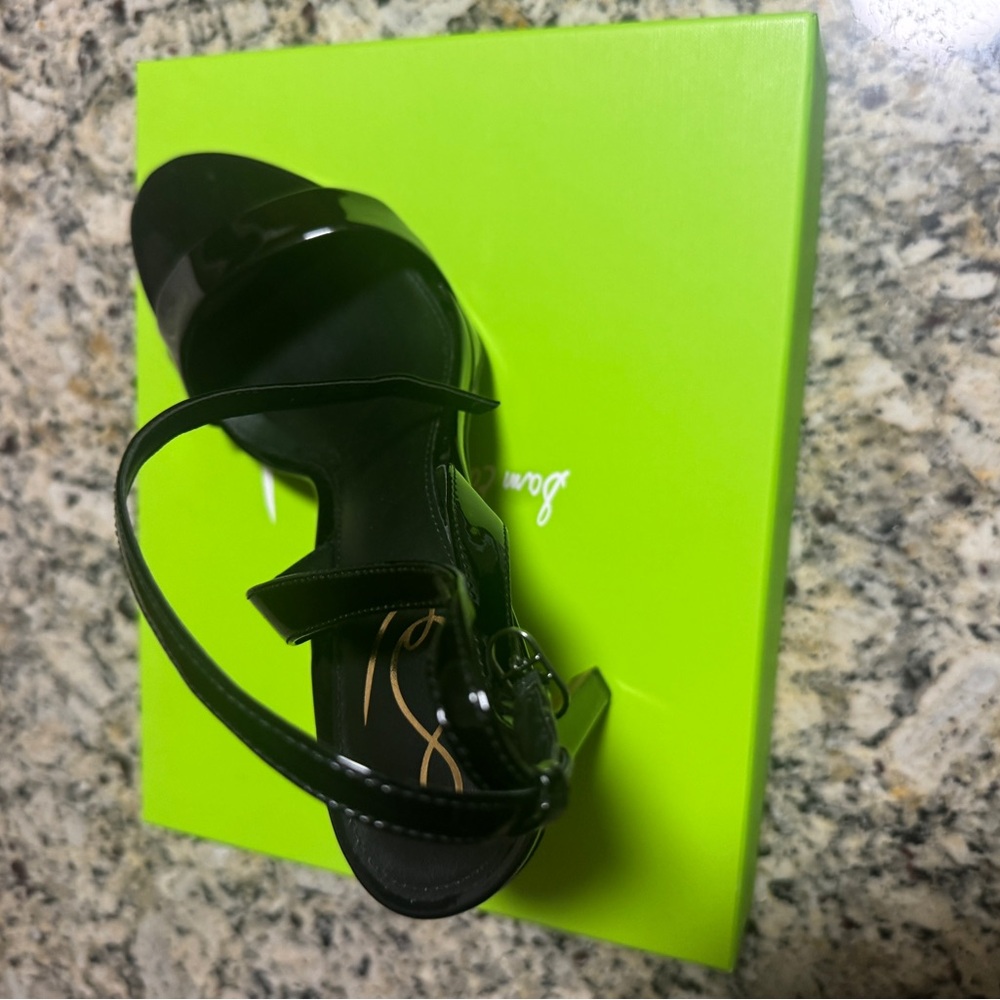 Sam Edelman Black Patent Heeled Sandals - Picture 2 of 5